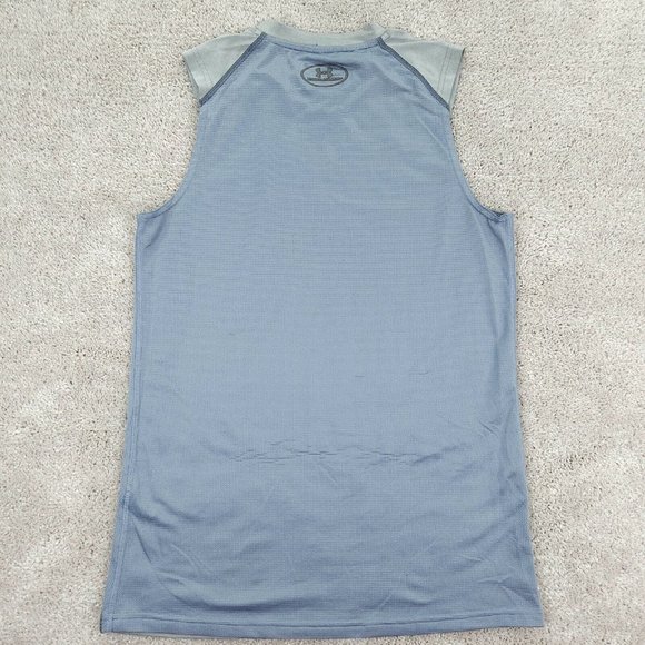 Under Armour Shirt Womens Small Gray Stretch Sleeveless Fitted V-Neck HeatGear - Picture 4 of 8